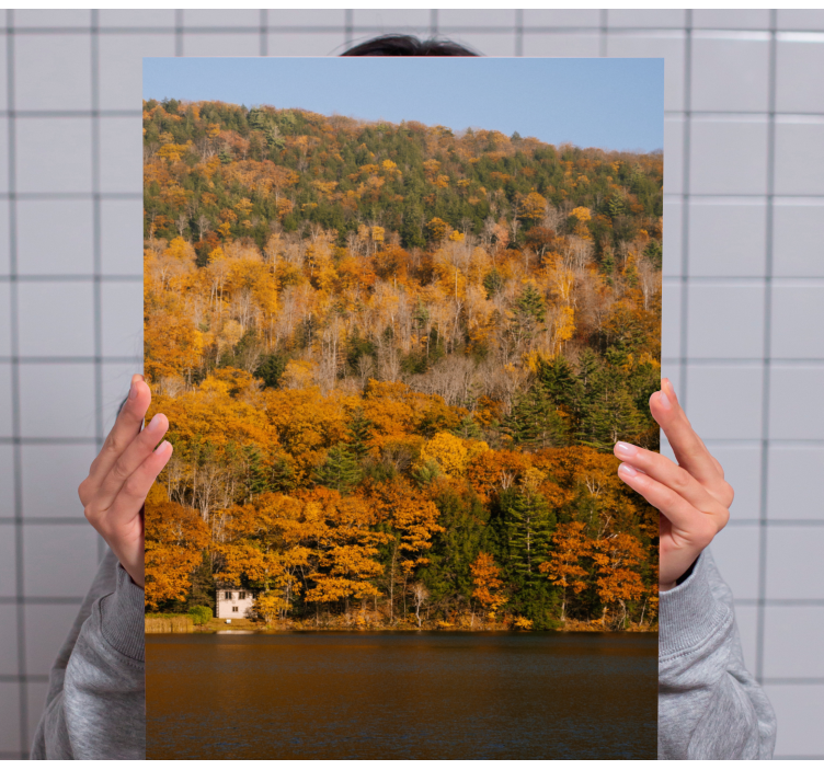 Sø og gyldne træer landskab lærred - TenStickers