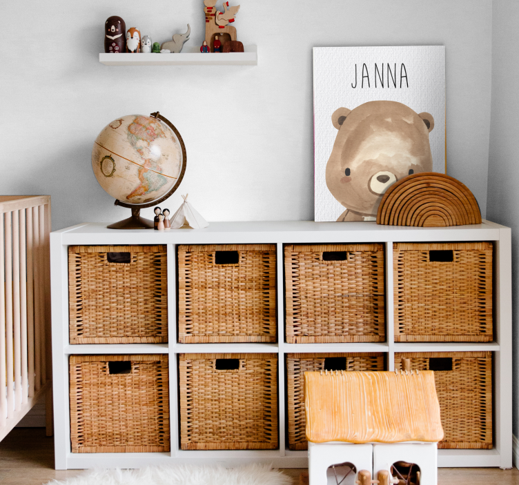 Babybjørn med navn lærredsbillede til børneværelse - TenStickers