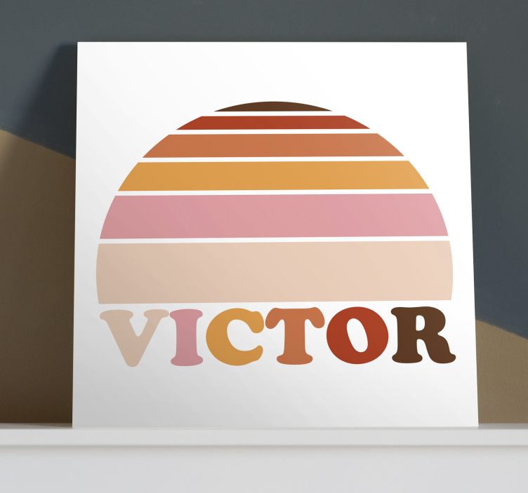 Solnedgang navn retro billede på lærred - TenStickers