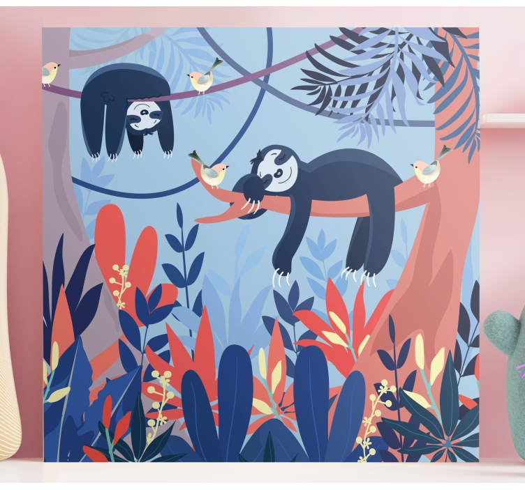 Sovende dyr i skovplanteskole lærred - TenStickers