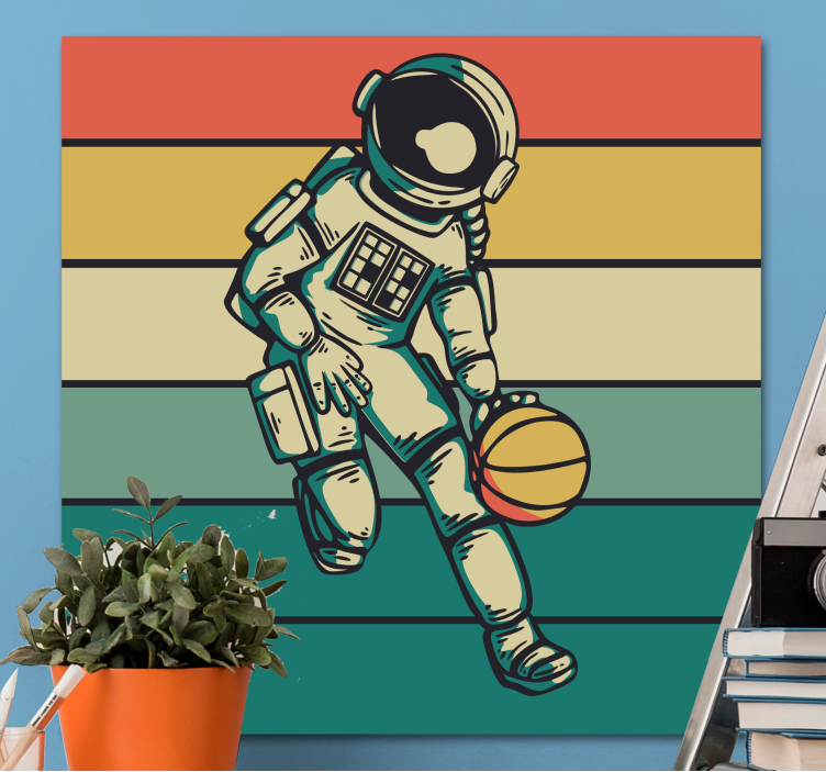 Sport lærredsbillede af kosmonaut der spiller basketball - TenStickers