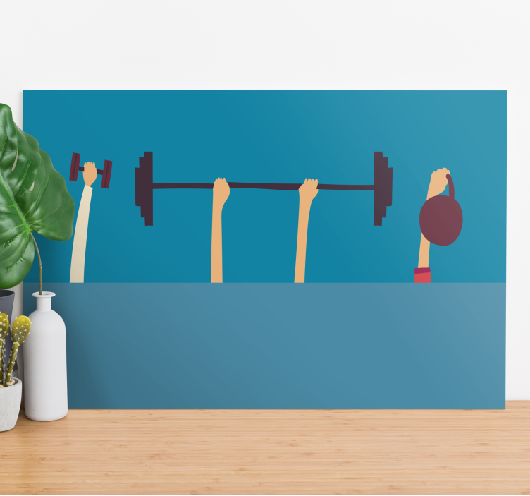 Sport lærredsbillede fitnessudstyr hænder - TenStickers