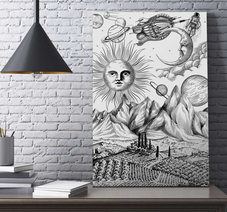 Store univers collage lærred kunsttryk - TenStickers