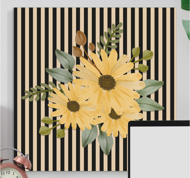 Sunny floral arrangement blomster og planter lærredsbillede - TenStickers