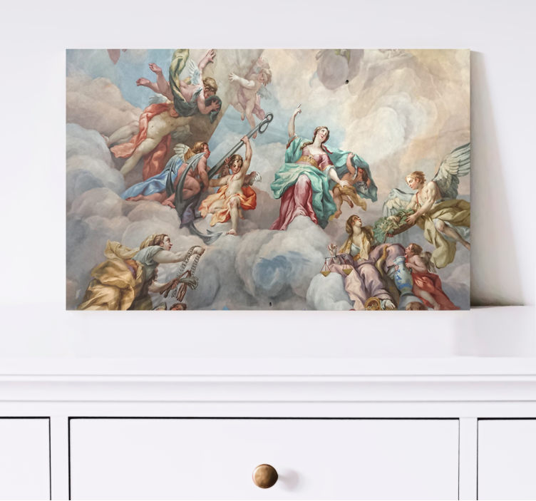 To engle, der krammer hinanden lærredstryk - TenStickers