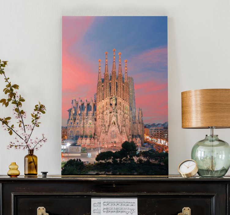 Udsigt til sagrada familia 3d lærredsprint - TenStickers