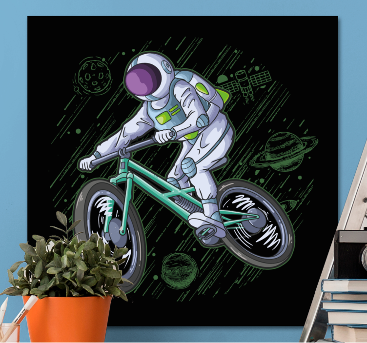 Videospil lærred print astronaut på cykel - TenStickers