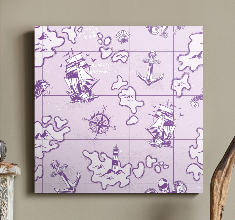 Violet piratkort lærred kunsttryk - TenStickers