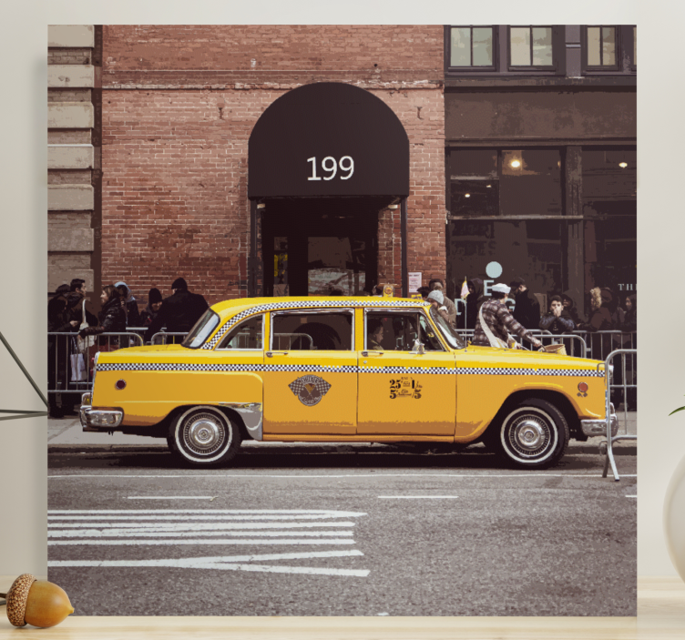 Yellow taxi cab by lærredsbillede - TenStickers