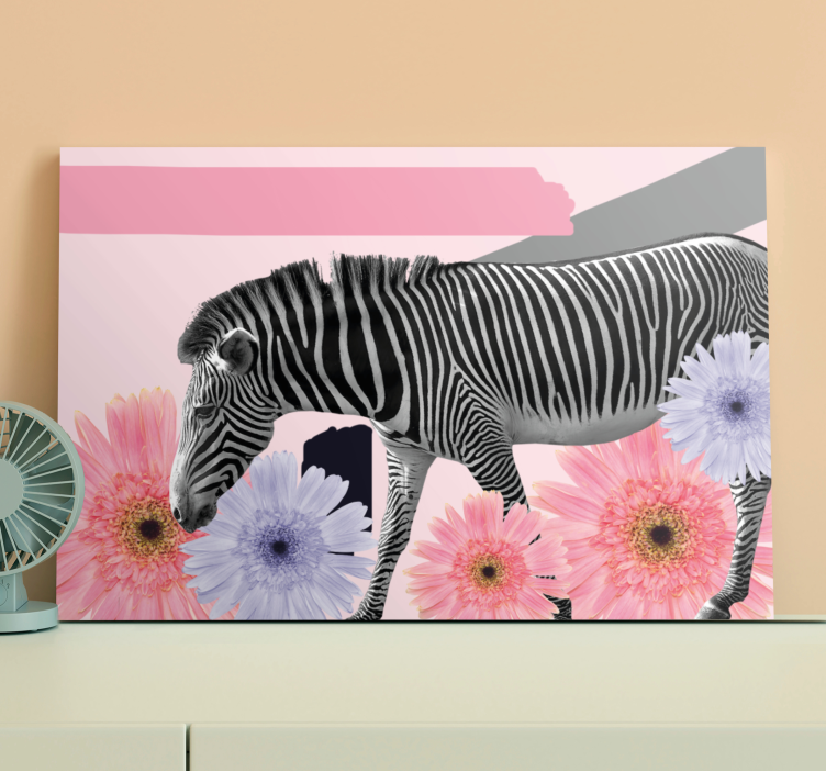 Zebra blandt blomster dyre billeder på lærred - TenStickers