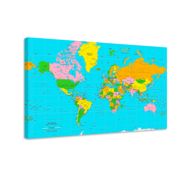 Farvet atlas verdenskort kunst lærred - TenStickers