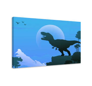 Vred t-rex brølende dinosaur indrammet lærred - TenStickers