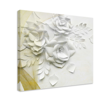 Elegante gyldne hvide blomster 3d lærred billeder - TenStickers