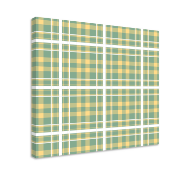 Gule, grønne og hvide gingham -vægprint til stuen - TenStickers