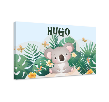 Sød koala til dreng med navne, der kan tilpasses lærredsprint - TenStickers