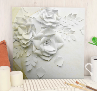 Elegante gyldne hvide blomster 3d lærred billeder - TenStickers