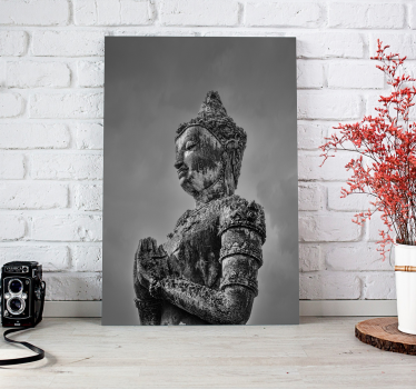 Grå buddha væg lærred - TenStickers