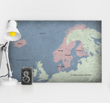 Kort over kalmarunion vægkunst citattryk - TenStickers