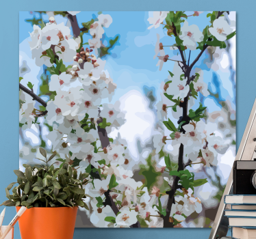 Sarte hvide blomster blomst lærredsbillede - TenStickers