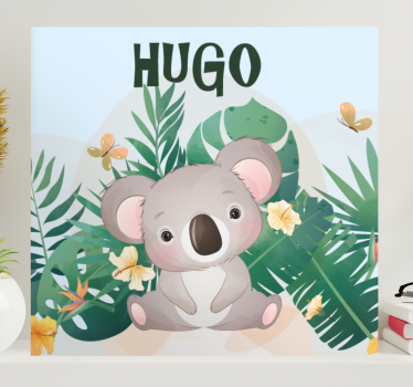 Sød koala til dreng med navne, der kan tilpasses lærredsprint - TenStickers