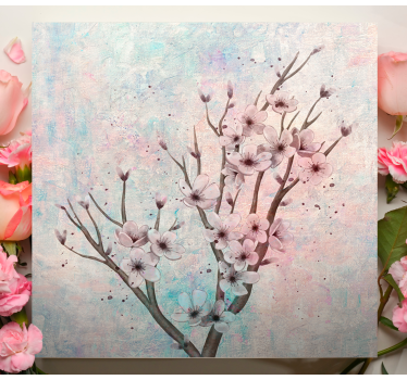 Stort træ med blomsterlærred - TenStickers