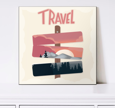 Vejskilte rejser illustration lærredskunst - TenStickers