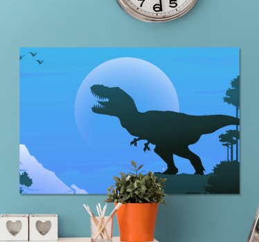 Vred t-rex brølende dinosaur indrammet lærred - TenStickers