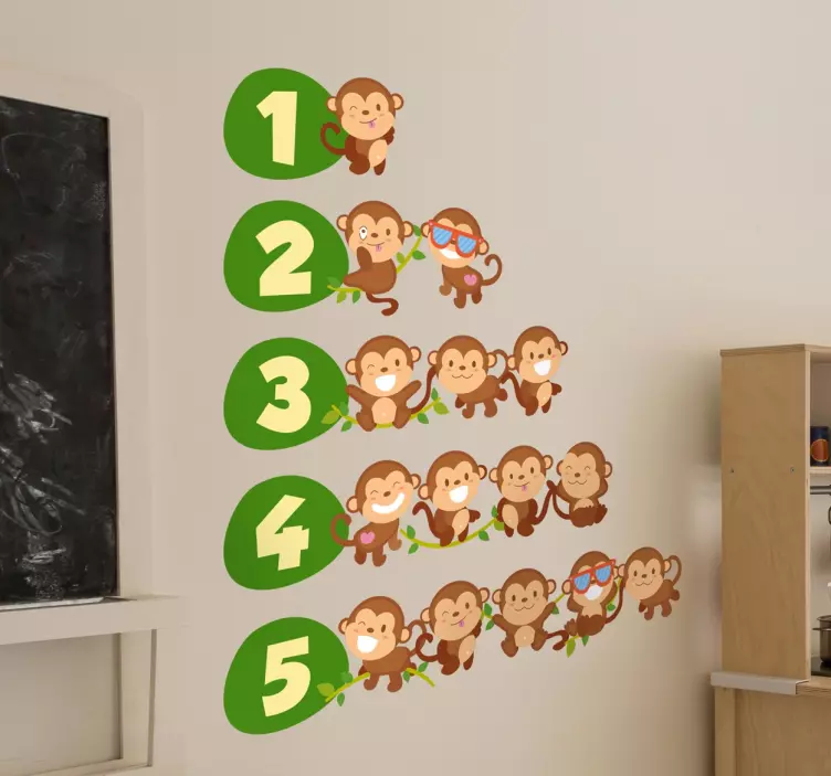 1 til 5 aber wallstickers børneværelset - TenStickers