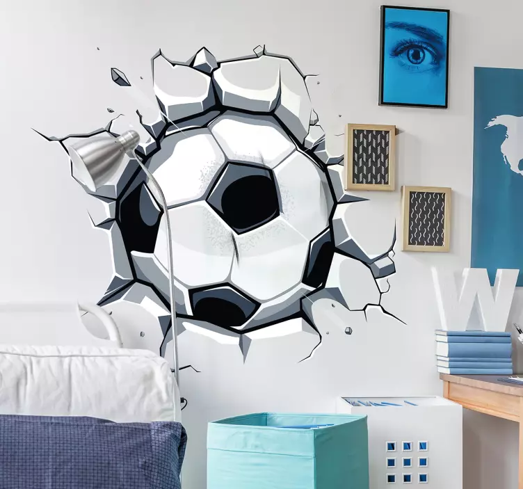 Wallstickers til børn - 3D fodbold klistermærke - TenStickers