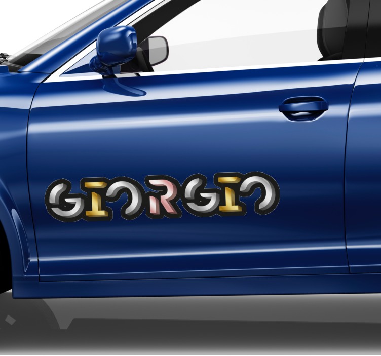 3d mockup sølvguld skrifttype stil bilmærkat - TenStickers