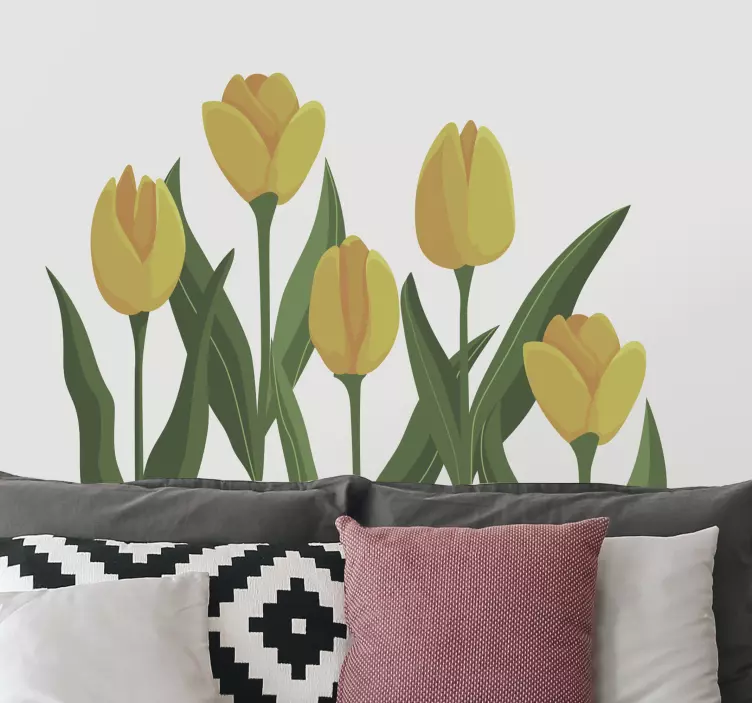 5 gule tulipaner blomstermærkat - TenStickers
