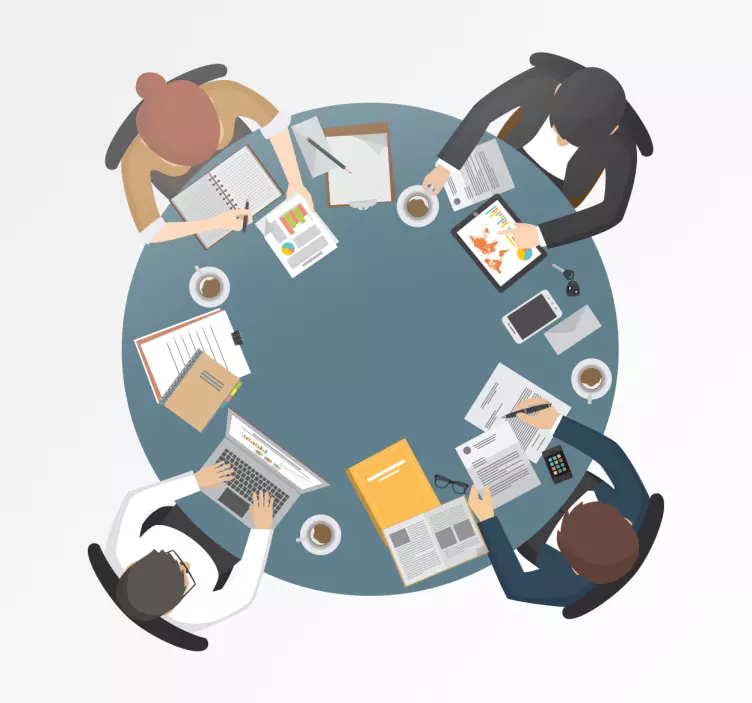 Rund bord kontor vægklistermærke - TenStickers