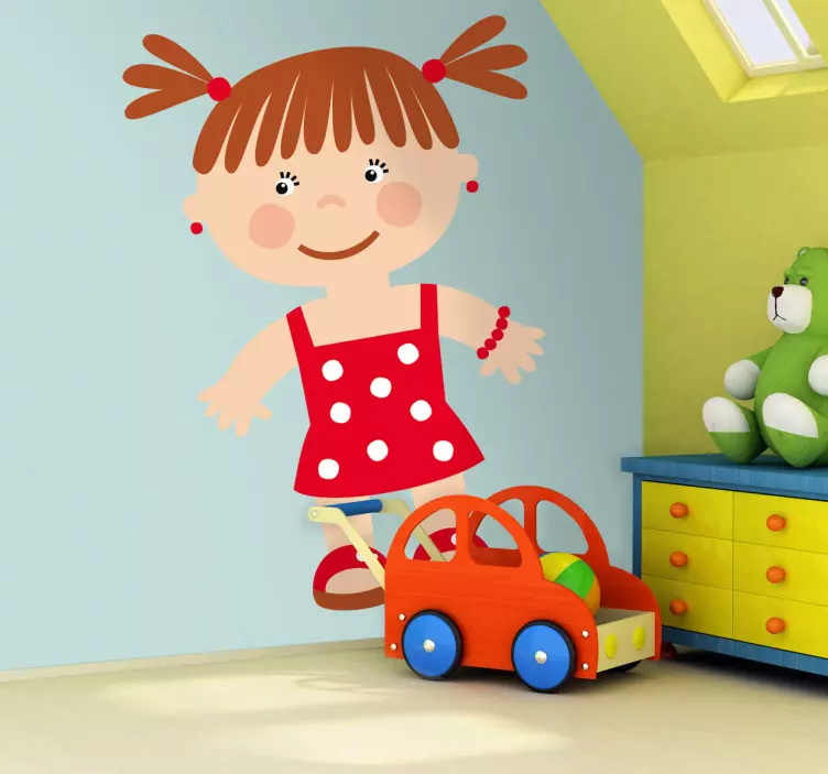 Klistermærke til børn med charmerende kvindesilhuet - TenStickers