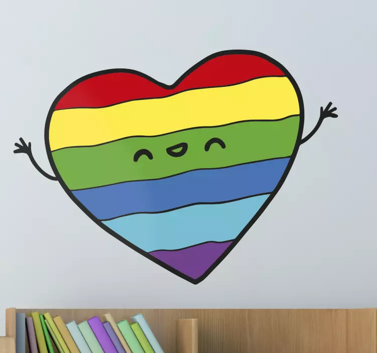 Awesome homo stolthed flag hjerte kærlighed klistermærke - TenStickers