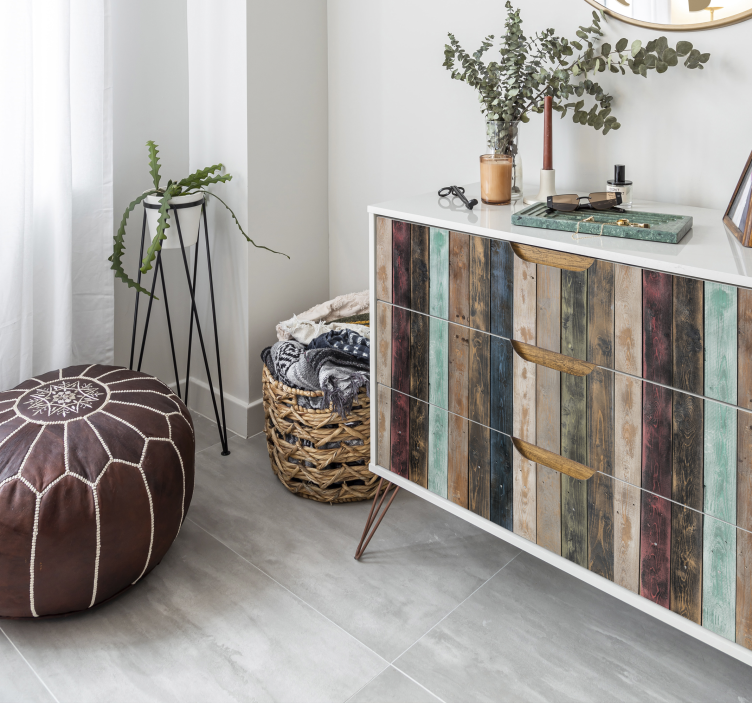 Farverige malede lodrette planke møbler klistermærker - TenStickers