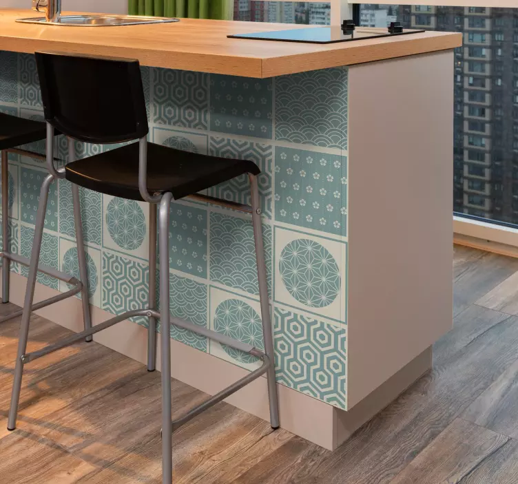 Grøn japandi flise klistermærke - TenStickers