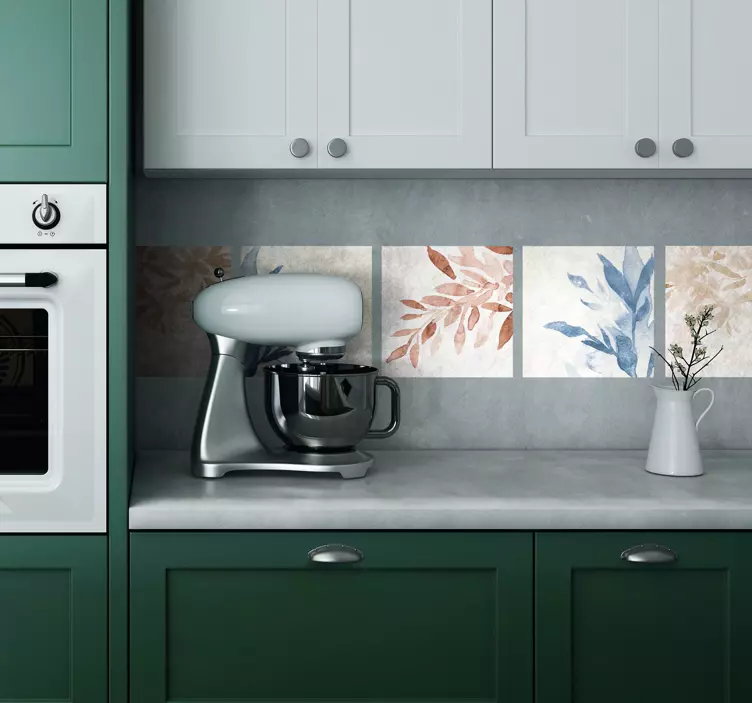 Blomster akvarel mønster flise klistermærke - TenStickers