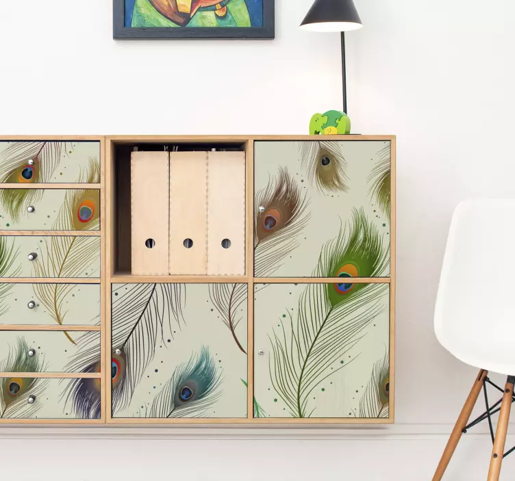 Påklædning til møbler af påfuglefjer - TenStickers