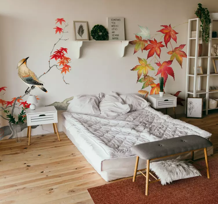 Fugl tegning akvarel stue væg indretning - TenStickers