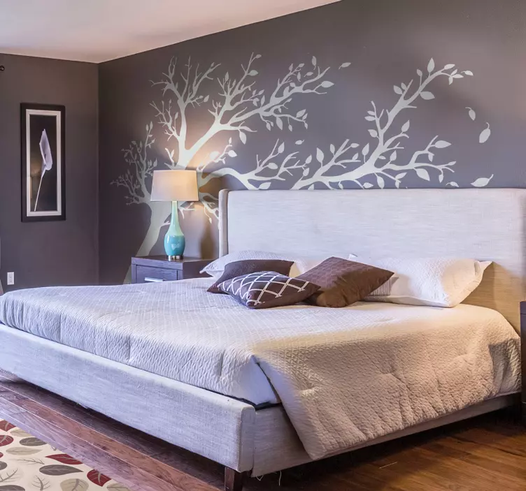 Wallsticker til stuen med japansk kirsebærtræ silhuet - TenStickers