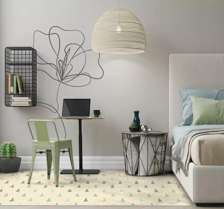 Minimalistisk tegning af blomster vægdekor - TenStickers