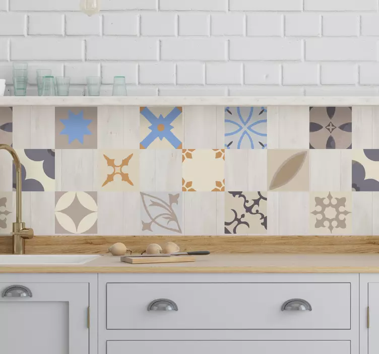 Hydraulisk flise vinyl klistermærke - TenStickers