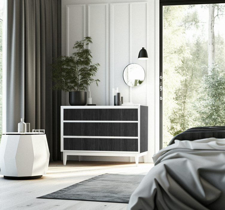 Sort træ folie til møbler - TenStickers