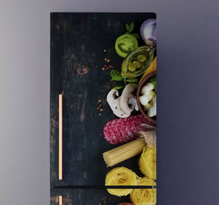 Vinyl mad på træ køleskab klistermærke - TenStickers