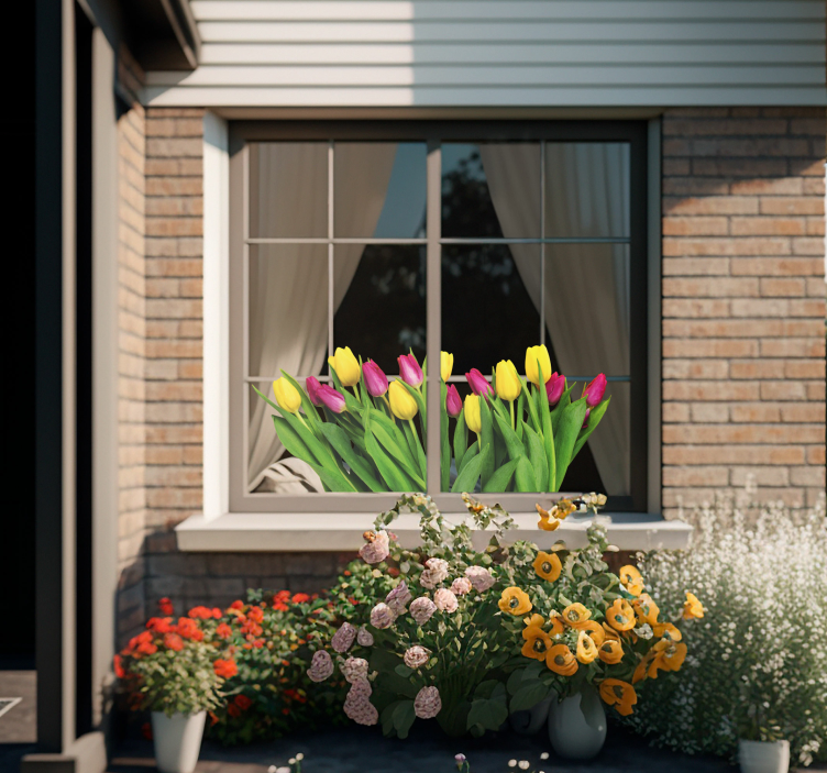 Tulipaner buket vindue klistermærke - TenStickers