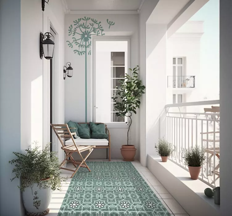 Minimalistisk mælkebøtte med blomster på væggen - TenStickers