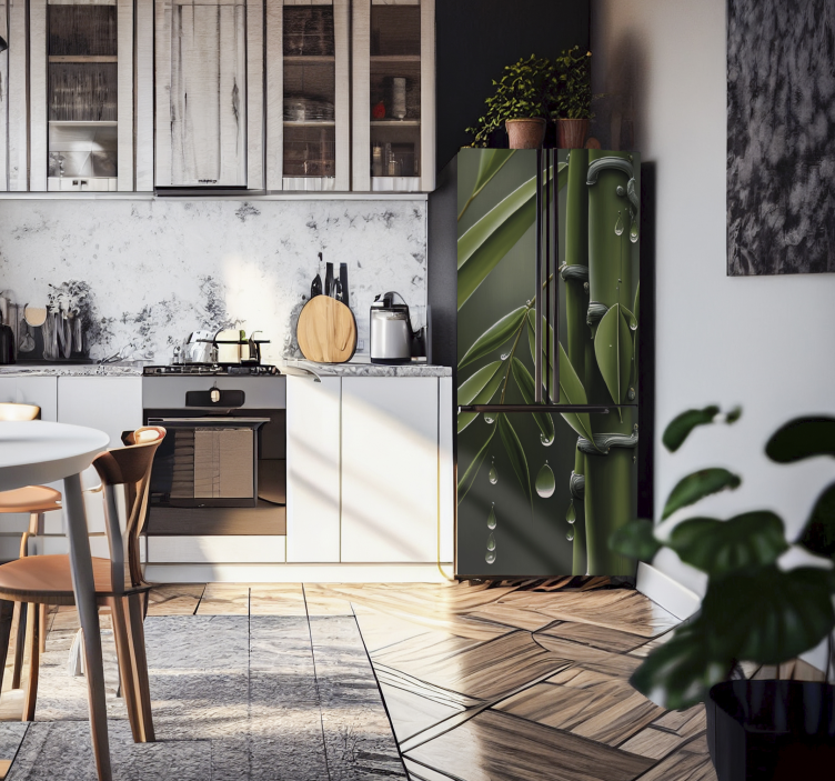 Bambus med dråber klistermærke tilkøleskab  - TenStickers