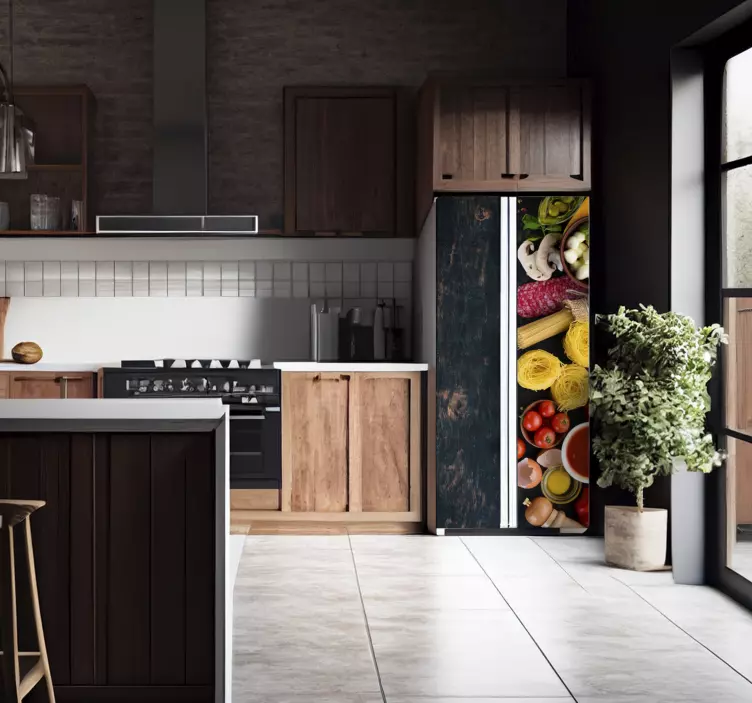 Vinyl mad på træ køleskab klistermærke - TenStickers