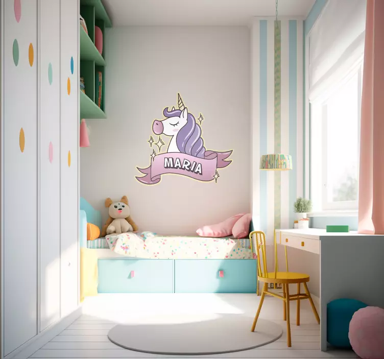 Personlig enhjørning wallsticker - TenStickers