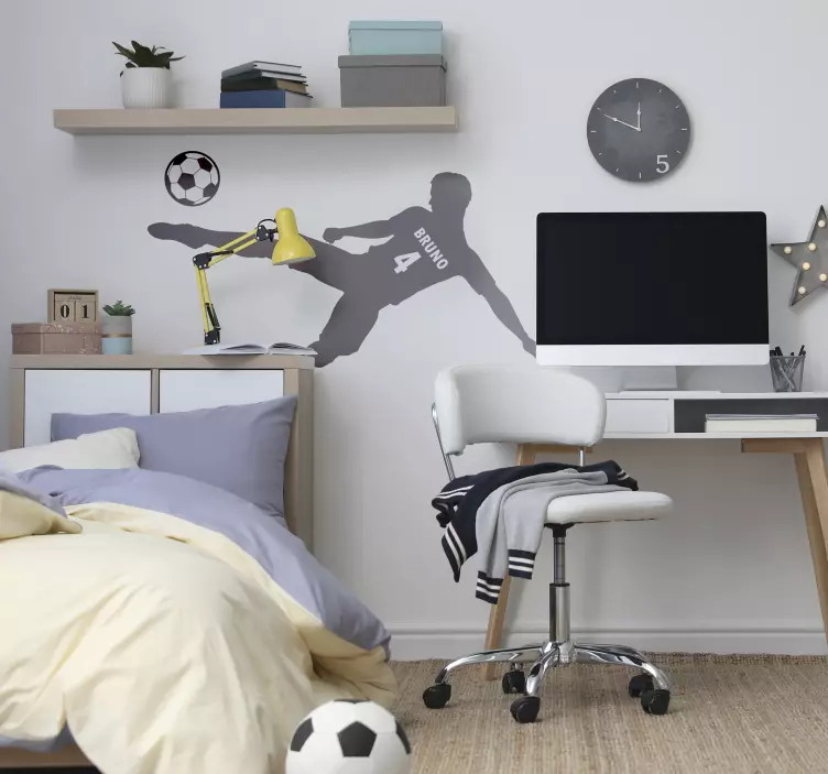 Fodboldspiller med navn og numbe vægdekor - TenStickers